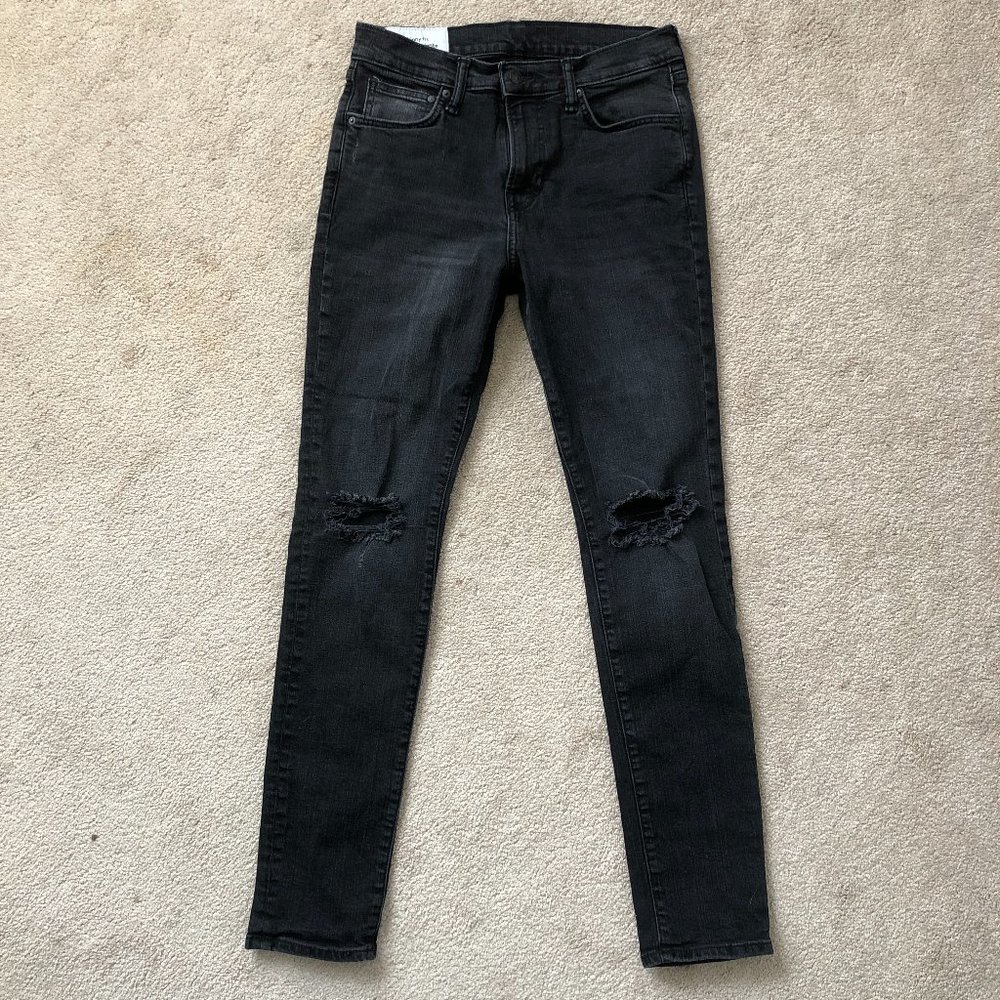 H&M Men's Skinny Coupe moulante Black Ripped Denim Jeans, Size 32x32
